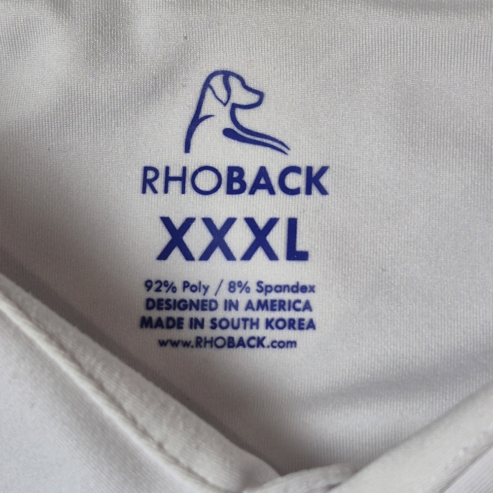Rhoback Men's XXXL Performance Golf Polo White Stretch Athletic Country Club - Picture 6 of 7